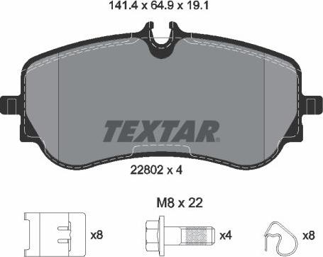 Textar 2280201 - Kit pastiglie freno, Freno a disco autozon.pro