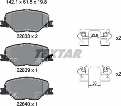 Textar 2283801 - Kit pastiglie freno, Freno a disco autozon.pro