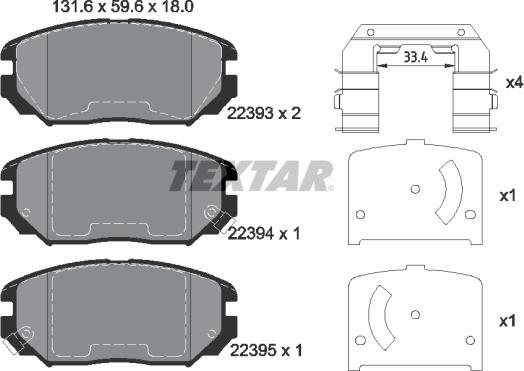 Textar 2239301 - Kit pastiglie freno, Freno a disco autozon.pro