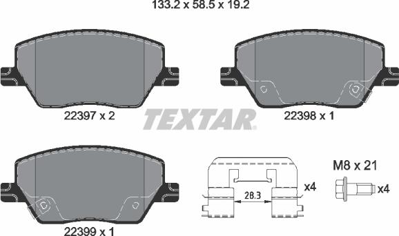 Textar 2239701 - Kit pastiglie freno, Freno a disco autozon.pro