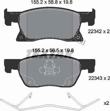 Textar 2234201 - Kit pastiglie freno, Freno a disco autozon.pro