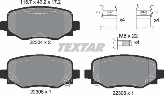 Textar 2230401 - Kit pastiglie freno, Freno a disco autozon.pro