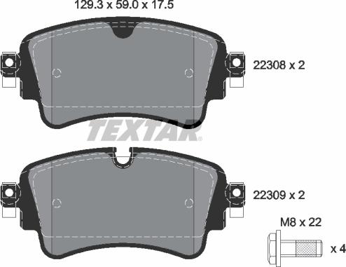 Textar 2230801 - Kit pastiglie freno, Freno a disco autozon.pro