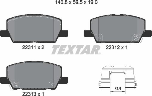 Textar 2231102 - Kit pastiglie freno, Freno a disco autozon.pro