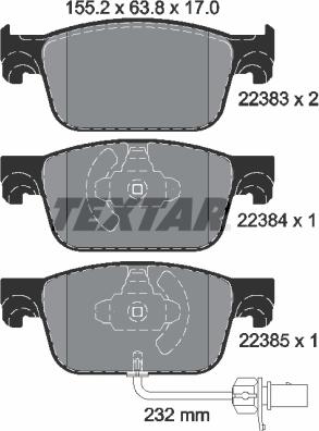 Textar 2238301 - Kit pastiglie freno, Freno a disco autozon.pro