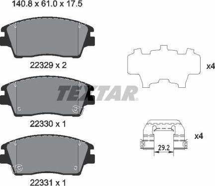 Textar 2232901 - Kit pastiglie freno, Freno a disco autozon.pro