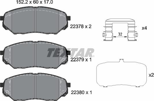 Textar 2237801 - Kit pastiglie freno, Freno a disco autozon.pro