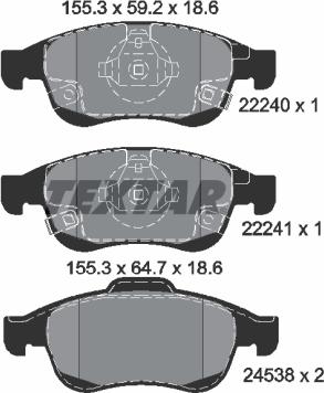 Textar 2224001 - Kit pastiglie freno, Freno a disco autozon.pro