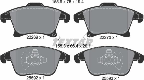 Textar 2226901 - Kit pastiglie freno, Freno a disco autozon.pro