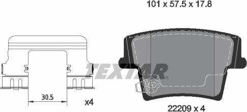 Textar 2220901 - Kit pastiglie freno, Freno a disco autozon.pro