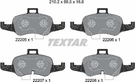 Textar 2220501 - Kit pastiglie freno, Freno a disco autozon.pro