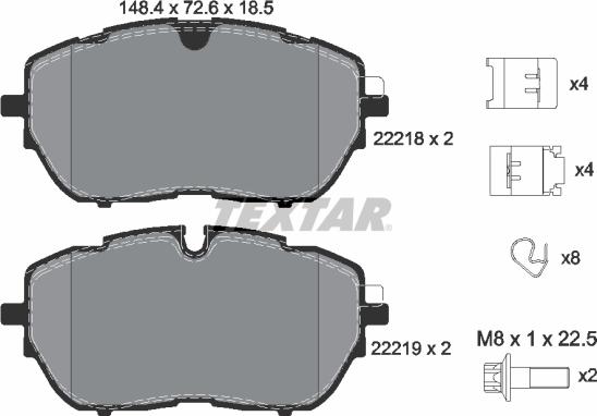 Textar 2221801 - Kit pastiglie freno, Freno a disco autozon.pro