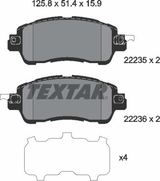 Textar 2223501 - Kit pastiglie freno, Freno a disco autozon.pro