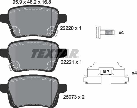 Textar 2222001 - Kit pastiglie freno, Freno a disco autozon.pro