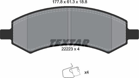 Textar 2222301 - Kit pastiglie freno, Freno a disco autozon.pro