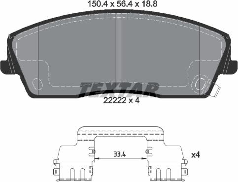 Textar 2222201 - Kit pastiglie freno, Freno a disco autozon.pro