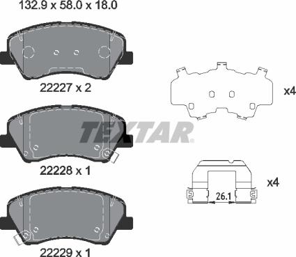 Textar 2222701 - Kit pastiglie freno, Freno a disco autozon.pro