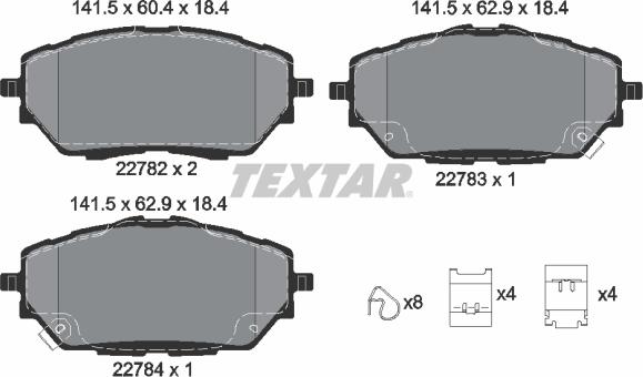 Textar 2278201 - Kit pastiglie freno, Freno a disco autozon.pro