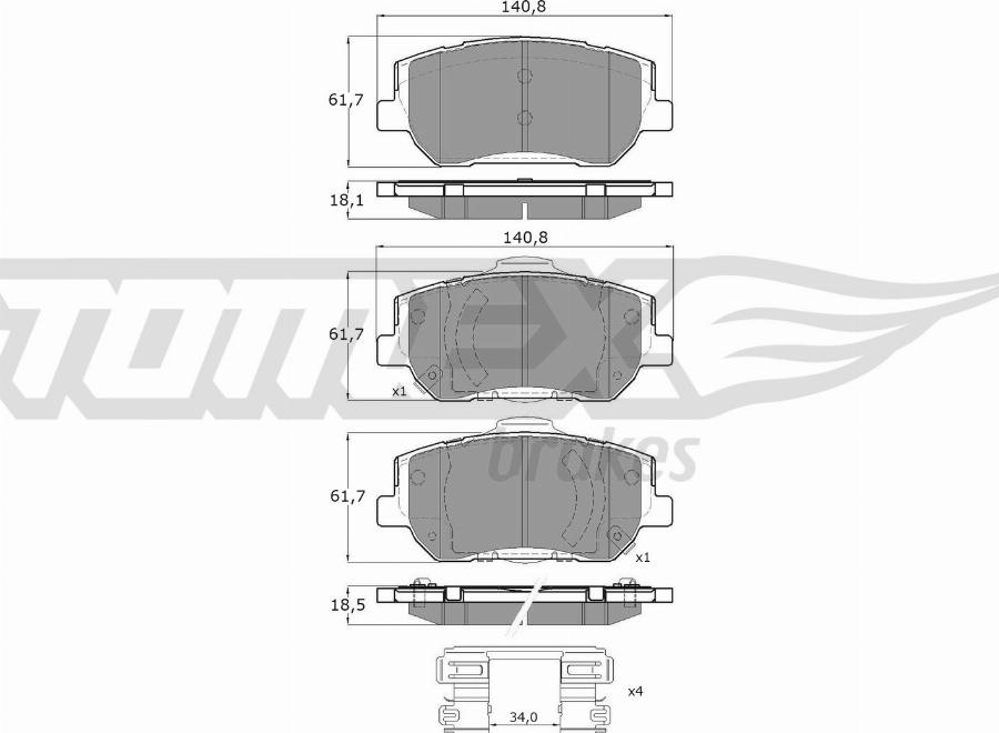 TOMEX brakes TX 60-45 - Kit pastiglie freno, Freno a disco autozon.pro