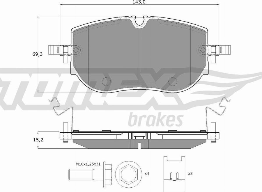 TOMEX brakes TX 60-65 - Kit pastiglie freno, Freno a disco autozon.pro