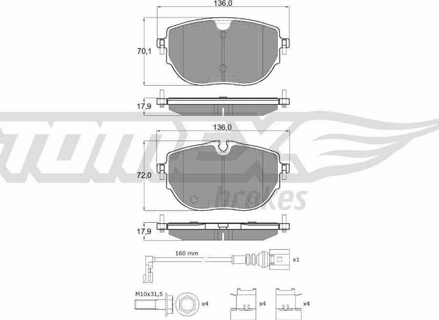 TOMEX brakes TX 60-62 - Kit pastiglie freno, Freno a disco autozon.pro