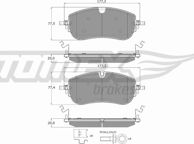 TOMEX brakes TX 60-29 - Kit pastiglie freno, Freno a disco autozon.pro