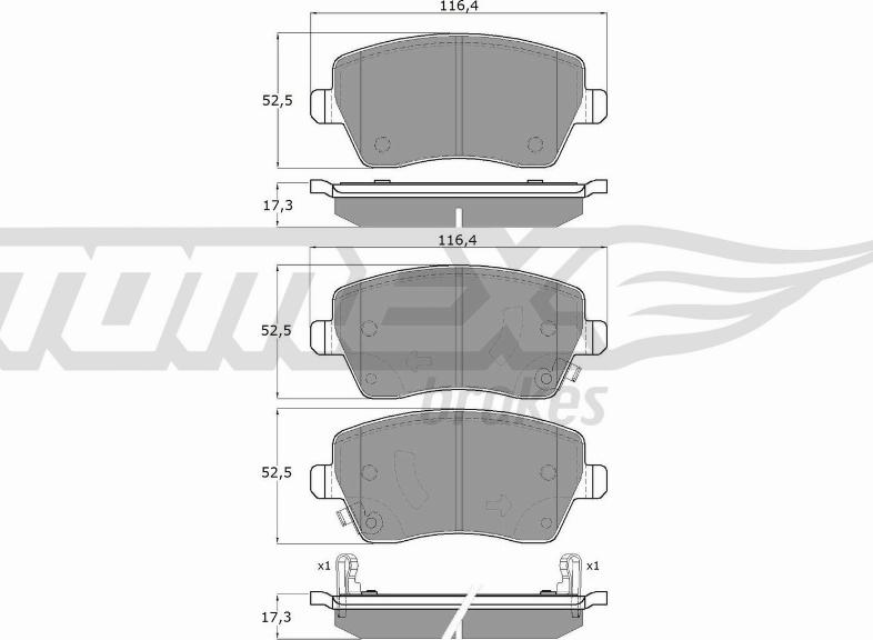 TOMEX brakes TX 14-161 - Kit pastiglie freno, Freno a disco autozon.pro