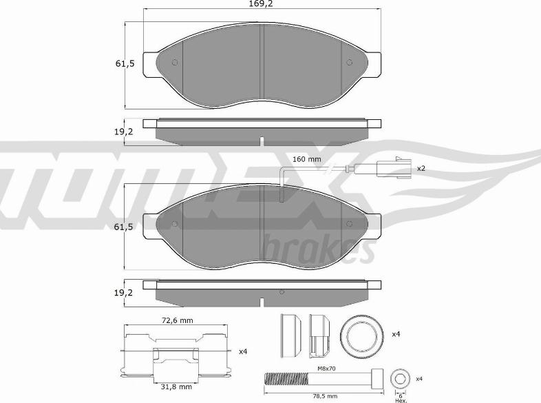 TOMEX brakes TX 14-391 - Kit pastiglie freno, Freno a disco autozon.pro