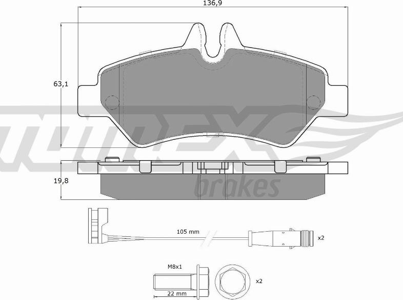 TOMEX brakes TX 14-27 - Kit pastiglie freno, Freno a disco autozon.pro