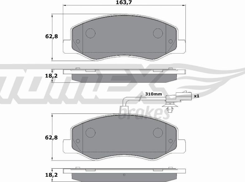 TOMEX brakes TX 16-49 - Kit pastiglie freno, Freno a disco autozon.pro