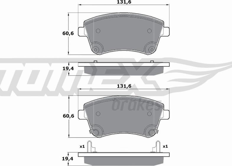 TOMEX brakes TX 16-53 - Kit pastiglie freno, Freno a disco autozon.pro