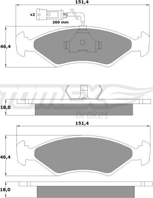 TOMEX brakes TX 10-281 - Kit pastiglie freno, Freno a disco autozon.pro