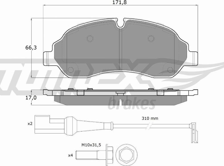 TOMEX brakes TX 18-04 - Kit pastiglie freno, Freno a disco autozon.pro