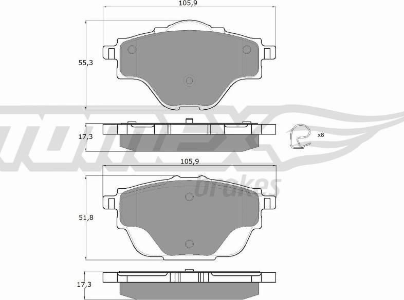 TOMEX brakes TX 18-37 - Kit pastiglie freno, Freno a disco autozon.pro