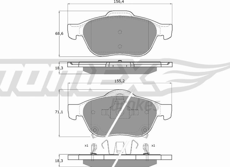 TOMEX brakes TX 13-64 - Kit pastiglie freno, Freno a disco autozon.pro