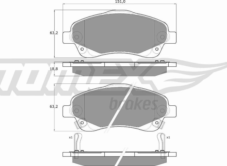 TOMEX brakes TX 13-61 - Kit pastiglie freno, Freno a disco autozon.pro