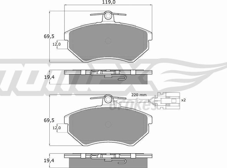 TOMEX brakes TX 12-04 - Kit pastiglie freno, Freno a disco autozon.pro