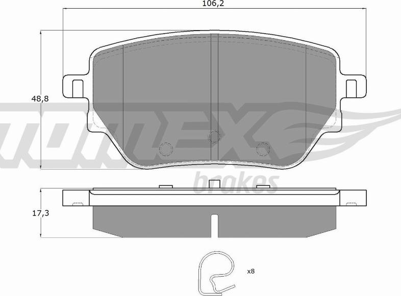 TOMEX brakes TX 12-08 - Kit pastiglie freno, Freno a disco autozon.pro