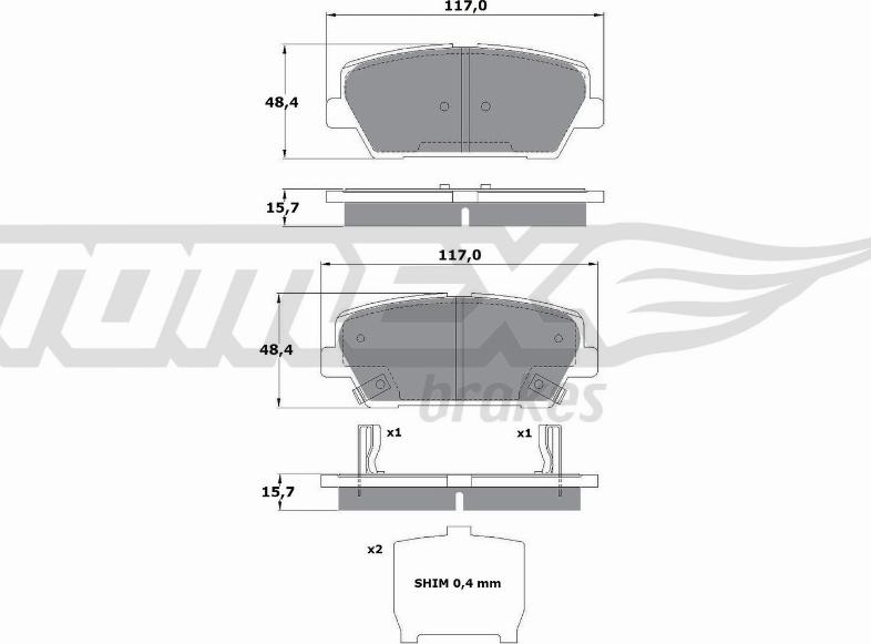 TOMEX brakes TX 17-45 - Kit pastiglie freno, Freno a disco autozon.pro