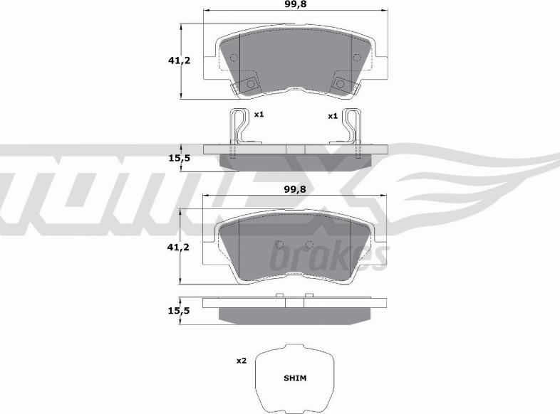 TOMEX brakes TX 17-48 - Kit pastiglie freno, Freno a disco autozon.pro