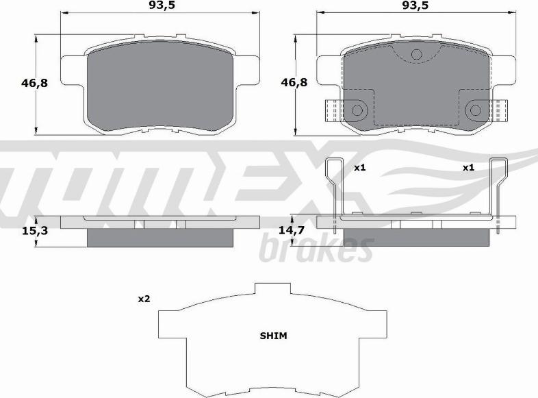 TOMEX brakes TX 17-54 - Kit pastiglie freno, Freno a disco autozon.pro