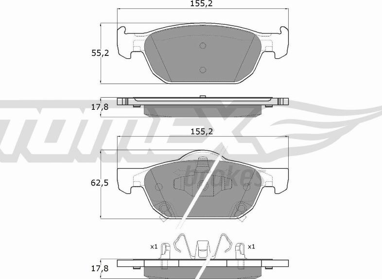 TOMEX brakes TX 17-51 - Kit pastiglie freno, Freno a disco autozon.pro