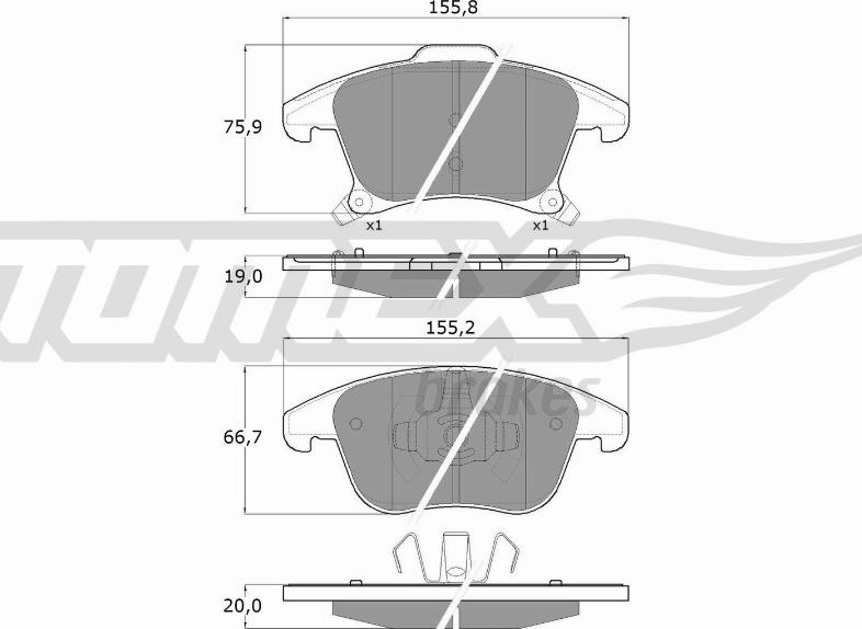 TOMEX brakes TX 17-75 - Kit pastiglie freno, Freno a disco autozon.pro