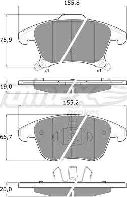 TOMEX brakes TX 17-75 - Kit pastiglie freno, Freno a disco autozon.pro