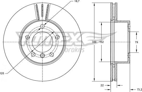 TOMEX brakes TX 74-01 - Discofreno autozon.pro