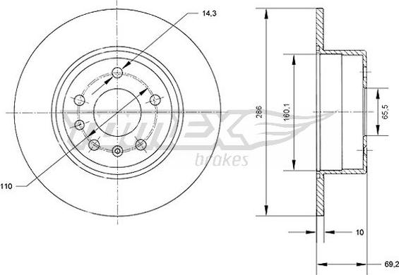 TOMEX brakes TX 70-49 - Discofreno autozon.pro