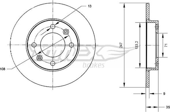 TOMEX brakes TX 70-58 - Discofreno autozon.pro