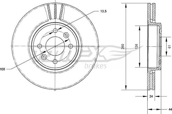 TOMEX brakes TX 70-22 - Discofreno autozon.pro