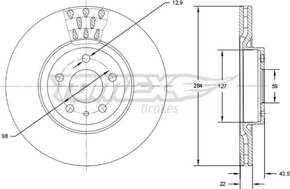 TOMEX brakes TX 71-39 - Discofreno autozon.pro