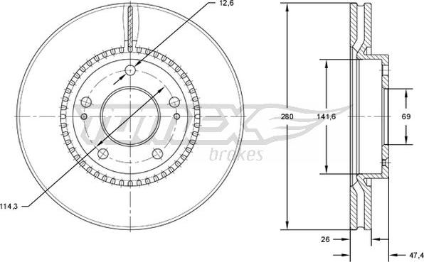 TOMEX brakes TX 71-35 - Discofreno autozon.pro